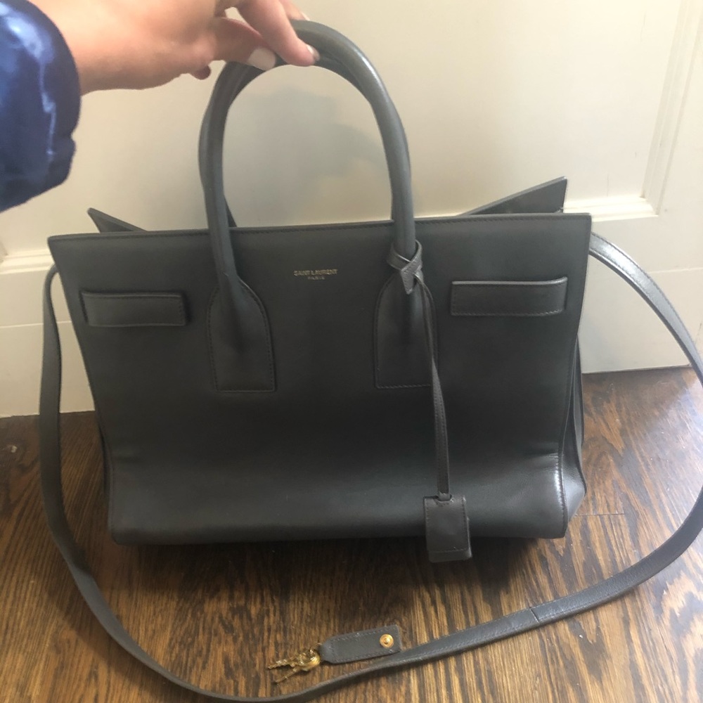 Saint Laurent Gray Small Sac Du Jour